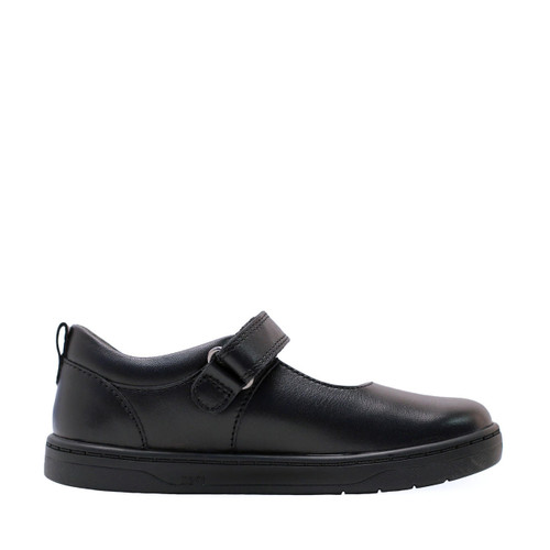 Start Rite Mystery Black Leather Girls Rip-tape First School Shoes