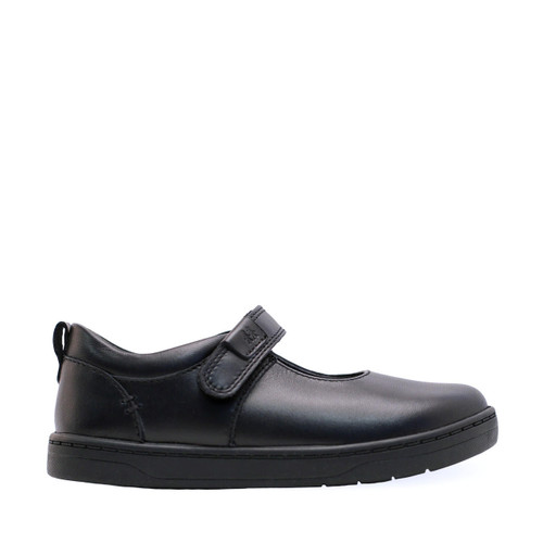 start rite Mystery Black leather girls rip-tape first school shoes