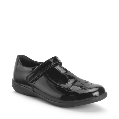 Start Rite Novel Black Patent Simply By Start-Rite Girls Rip-tape Dual-Fit T-bar School Shoes