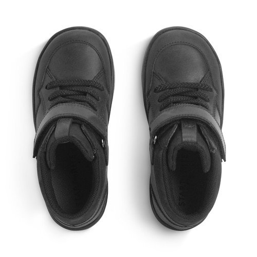 Start Rite Orbit Black Leather Kids Rip-tape Casual Boots