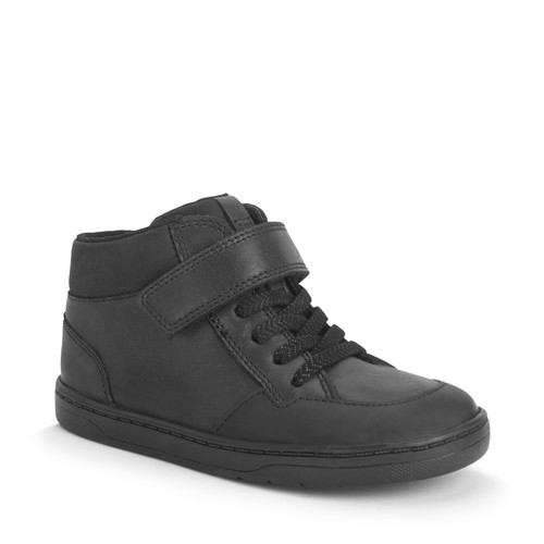 Start Rite Orbit Black Leather Kids Rip-tape Casual Boots