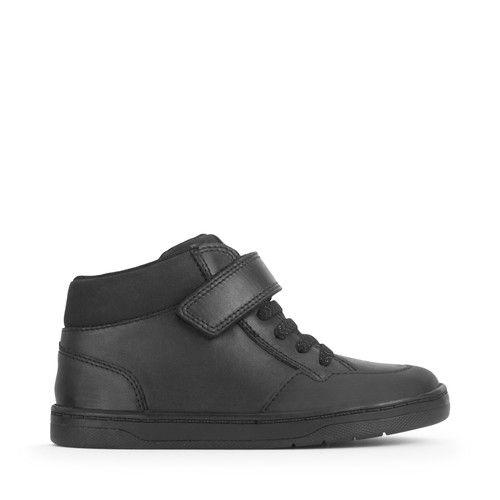 start rite Orbit Black leather kids rip-tape casual boots