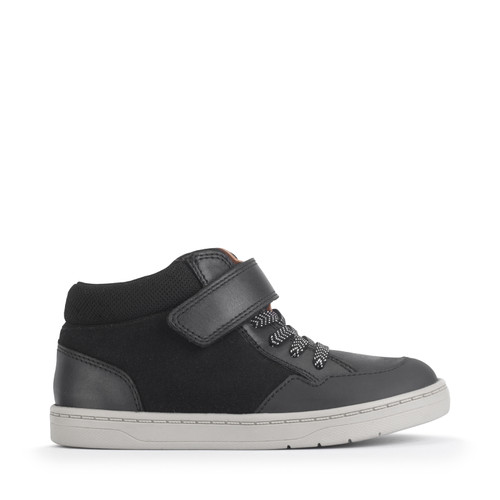 start rite Orbit Black leather/nubuck kids rip-tape casual boots