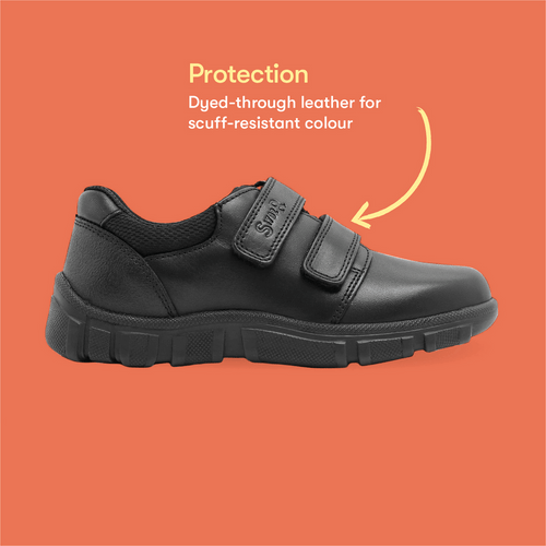 Start Rite Origin Black Leather Boys Rip-tape School Shoes
