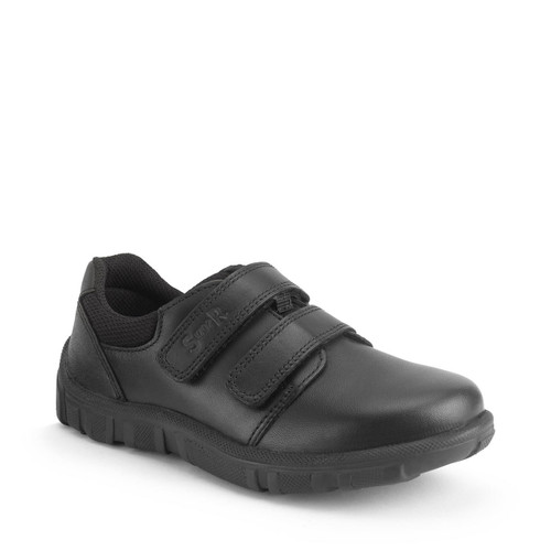 Start Rite Origin Black Leather Boys Rip-tape School Shoes