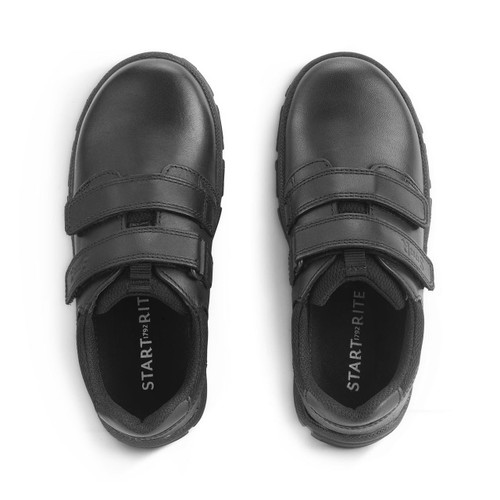 start rite Origin Black leather boys rip-tape school shoes