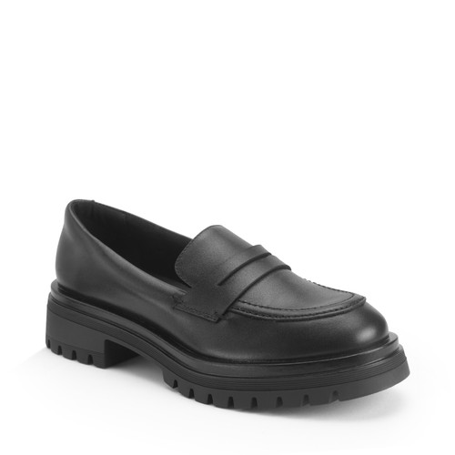 Start Rite Paris Black Leather Girls Slip-on Angry Angels School Shoes