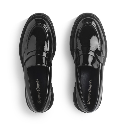 Start Rite Paris Black Patent Girls Slip-on Angry Angels School Shoes