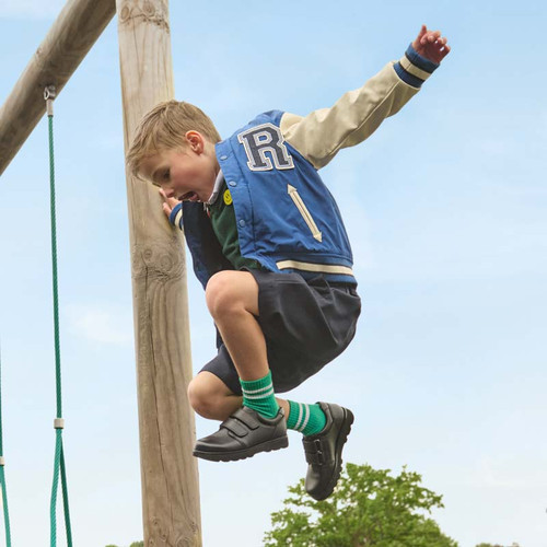 Start Rite Parker Black Leather Boys Rip-tape School Shoes