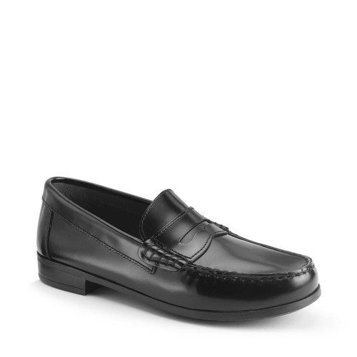 Start Rite Penny Black High Shine Leather Slip-on School Shoes