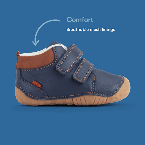 Start Rite Pip Navy Blue Leather Baby Rip-tape Closed Pre-walker Shoes