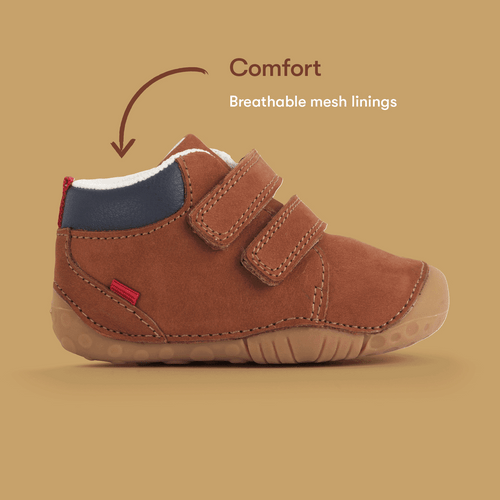 Start Rite Pip Tan Leather Baby Rip-tape Closed Pre-walker Shoes