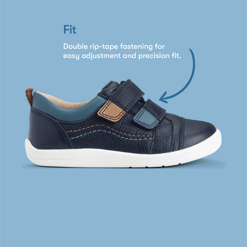 Start Rite Playhouse Navy Leather Rip-tape First Walking Shoes