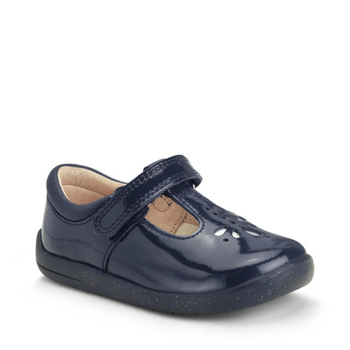 Start Rite Puzzle Navy Blue Patent Girls Rip-tape T-bar First Walking Shoes
