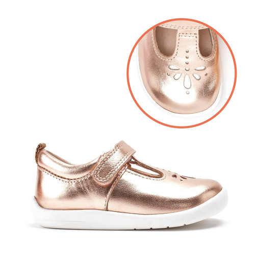 start rite Puzzle Rose gold leather girls rip-tape first walking shoes