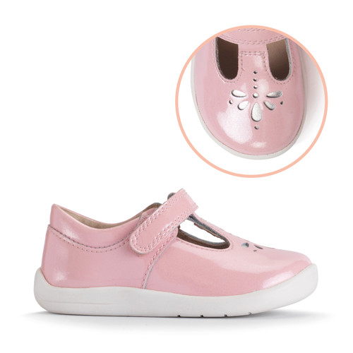start rite Puzzle Sugar pink sparkle patent girls rip-tape T-bar first walking shoes