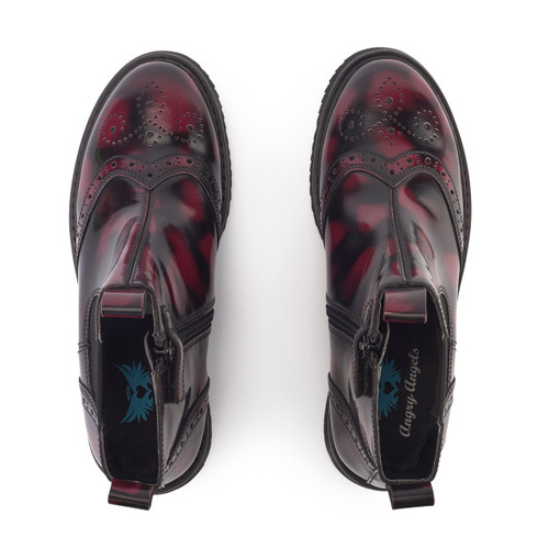 Start Rite Revolution Black/burgundy Hi Shine Leather Girls Zip-up Angry Angels Boots