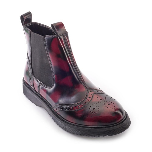 Start Rite Revolution Black/burgundy Hi Shine Leather Girls Zip-up Angry Angels Boots