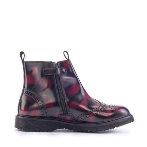 Start Rite Revolution Black/burgundy Hi Shine Leather Girls Zip-up Angry Angels Boots