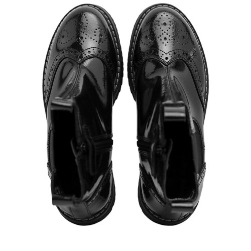 Start Rite Revolution Black Patent Girls Zip-up Chelsea Boots