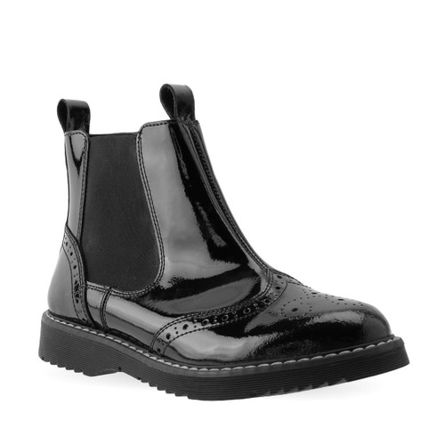 Start Rite Revolution Black Patent Girls Zip-up Chelsea Boots