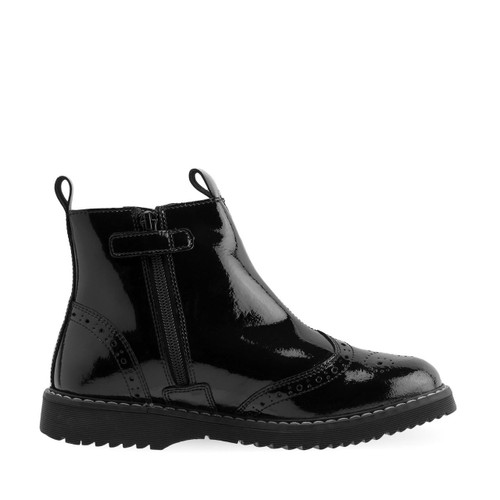 Start Rite Revolution Black Patent Girls Zip-up Chelsea Boots