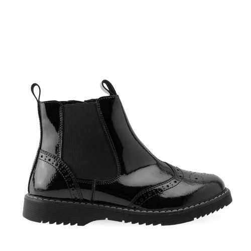 start rite Revolution Black patent girls zip-up chelsea boots
