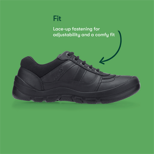 Start Rite Rhino Sherman Black Leather Boys Lace-up School Shoes