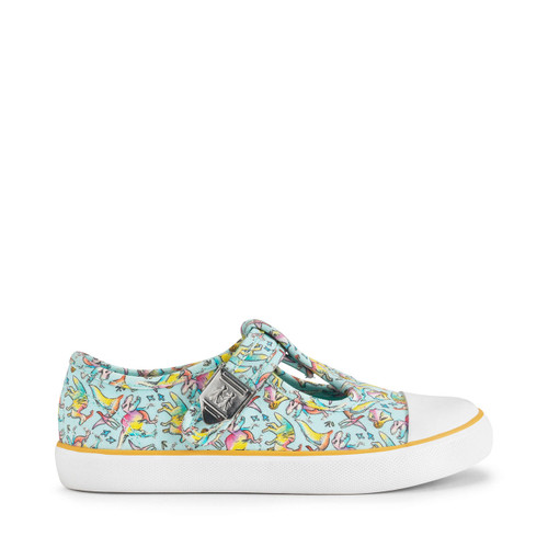 Start Rite Roar-some Multi Colour Print Girls T-bar Buckle Canvas Shoes