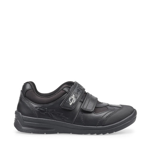 start rite Rocket Black leather boys rip-tape school shoes