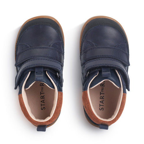 Start Rite Rove Navy Leather Kids Rip-tape First Casual Boots