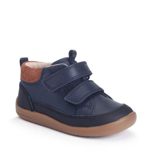 Start Rite Rove Navy Leather Kids Rip-tape First Casual Boots
