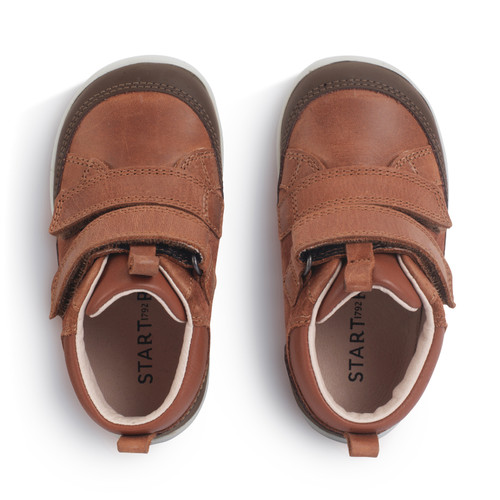 Start Rite Rove Tan Leather/suede Kids Rip-tape First Casual Boots