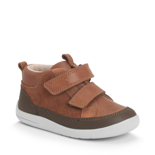 Start Rite Rove Tan Leather/suede Kids Rip-tape First Casual Boots