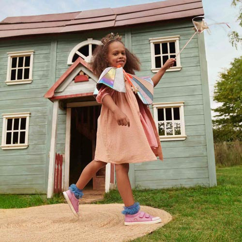 Start Rite Sandy Beach Pink Glitter Rainbow Girls Closed Rip-tape Canvas Shoes