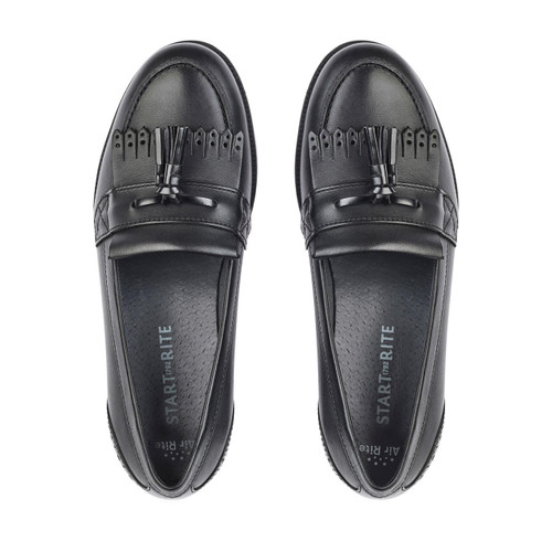 start rite Sketch Black leather slip-on school shoes