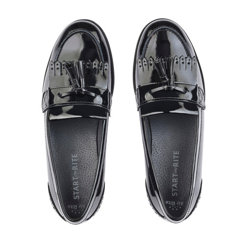Start Rite Sketch Black Patent Girls Slip-on School Shoes
