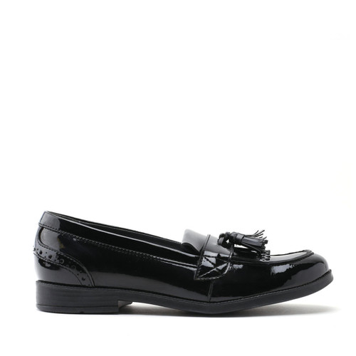 start rite Sketch Black patent girls slip-on school shoes