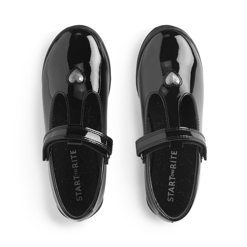 Start Rite Spellbound Black Patent Girls Rip-tape T-bar School Shoes
