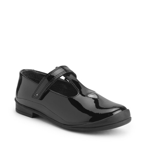 Start Rite Spellbound Black Patent Girls Rip-tape T-bar School Shoes