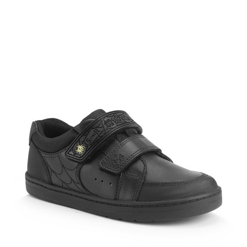 Start Rite Spider Web Black Leather Boys Rip-tape Casual School Shoes