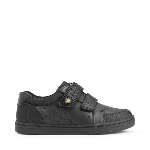 start rite Spider Web Black leather boys rip-tape casual school shoes
