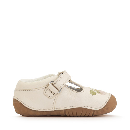 Start Rite Squish Cream Leather Girls T-bar Pre-walker Shoes