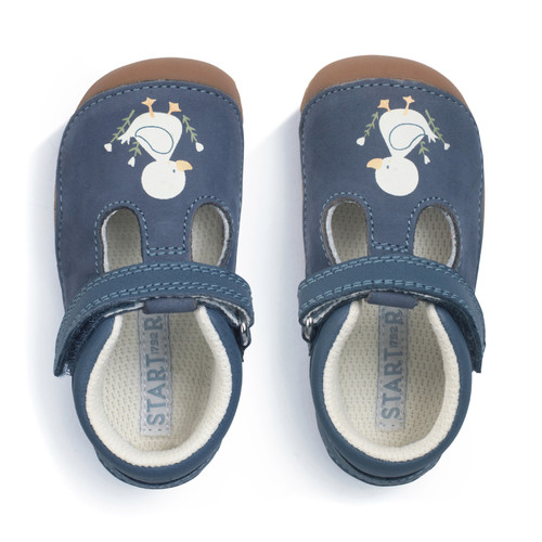 Start Rite Squish Denim Blue Nubuck/leather Babies T-bar Pre-walker Shoes