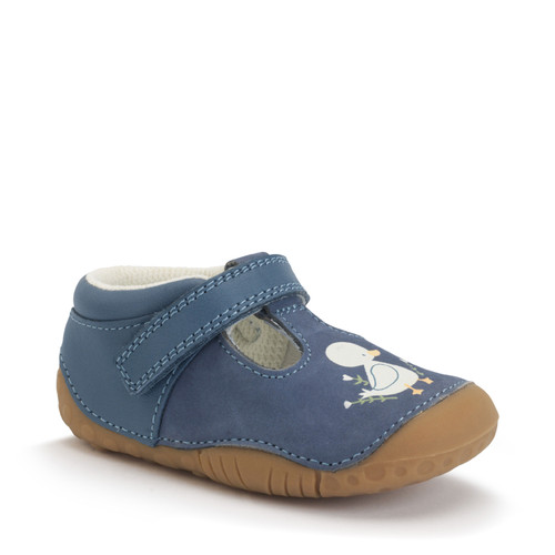 Start Rite Squish Denim Blue Nubuck/leather Babies T-bar Pre-walker Shoes