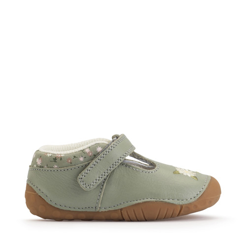 start rite Squish Dusky green leather girls T-bar pre-walking shoes