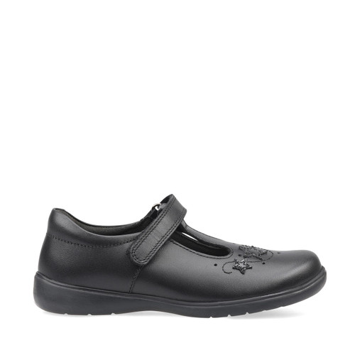 start rite Star Jump Black leather girls t-bar rip-tape school shoes