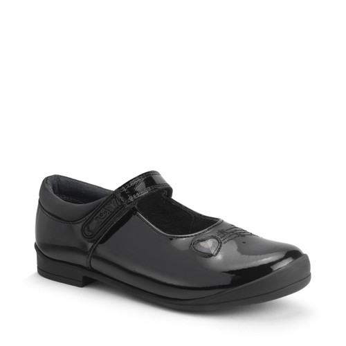 Start Rite Stardust Black Patent Girls Rip-tape School Shoes