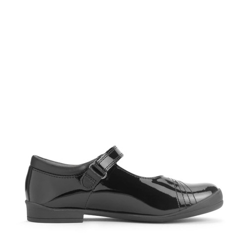 Start Rite Stardust Black Patent Girls Rip-tape School Shoes
