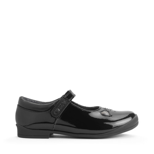 start rite Stardust Black patent girls rip-tape school shoes